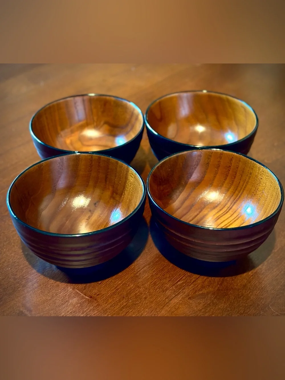 Japanese Wooden Rice/Soup bowls, set of 4 - NEW !!